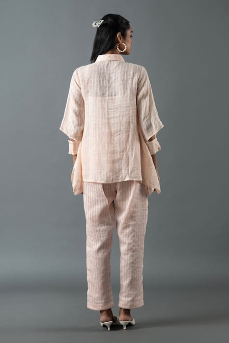 Oja Thread Embroidered Asymmetric Shirt With Pant 