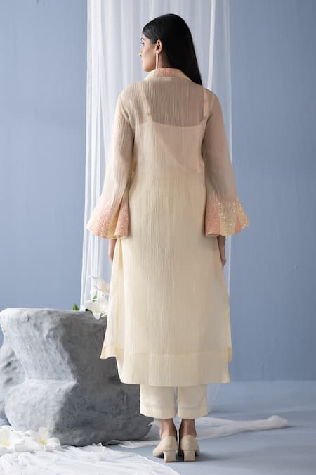 Oja Embroidered Placed High-Low Tunic With Pant 