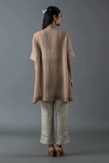 Oja Embroidered Floral High-Low Shirt With Pant 