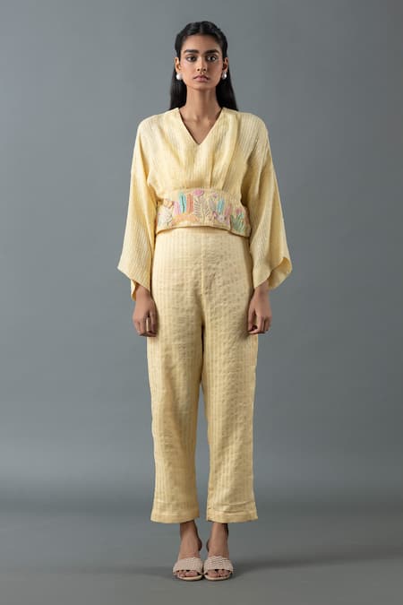 Oja Gota Embroidered Blouse & Pant Set 