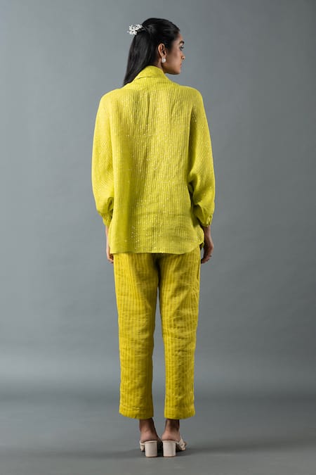 Oja Mirror Placket Embroidered Shirt & Pant Set 