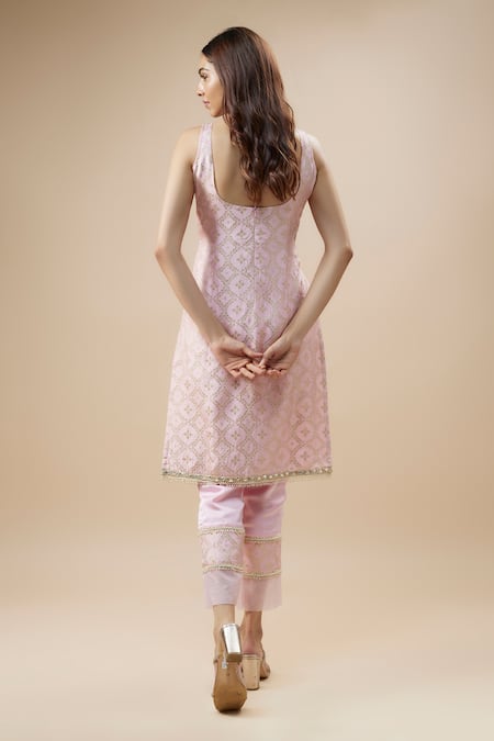 Monk & Mei By Sonia Anand Florin Jaal Woven Brocade Kurta Pant Set 