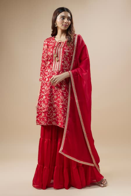 Monk & Mei Bahar Woven Brocade Kurta Sharara Set 