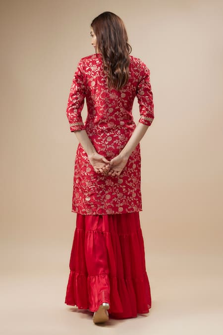Monk & Mei By Sonia Anand Bahar Woven Brocade Kurta Sharara Set 