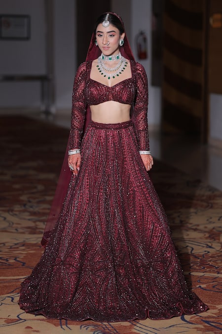 mehar Stone & Sequin Embroidered Lehenga Set 