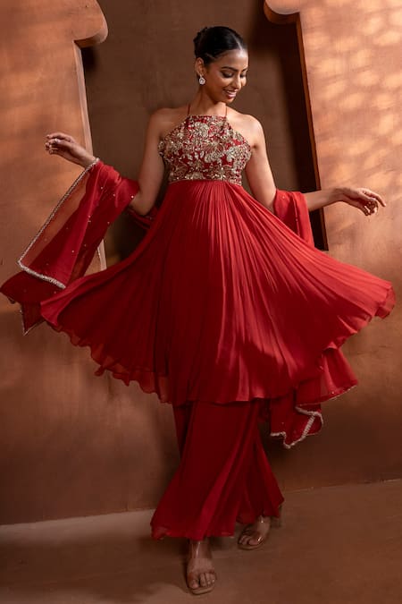 Enamour By Radha Orange Linen, Silk, Chiffon Zardozi Embroidered In-cut Anarkali Pant Set Online at Aza Fashions Enamour By Radha_Orange Linen, Silk, Chiffon Zardozi Embroidered In-cut Anarkali Pant Set _Online_at_Aza_Fashions