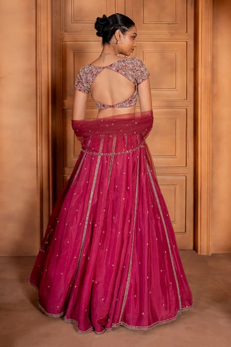 Shop Enamour By Radha Pink Organza, Net, Silk Pearls, Sequins, Beads Zardozi Embroidered Lehenga Set at Aza Fashions Shop_Enamour By Radha_Pink Organza, Net, Silk Pearls, Sequins, Beads Zardozi Embroidered Lehenga Set _at_Aza_Fashions