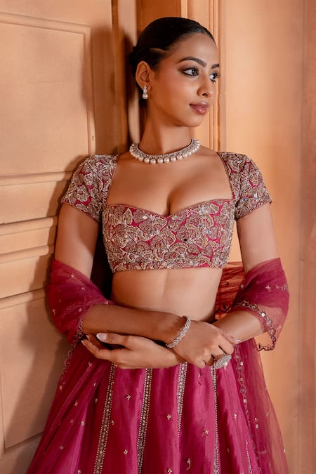Enamour By Radha Pink Organza, Net, Silk Pearls, Sequins, Beads Zardozi Embroidered Lehenga Set at Aza Fashions Enamour By Radha_Pink Organza, Net, Silk Pearls, Sequins, Beads Zardozi Embroidered Lehenga Set _at_Aza_Fashions