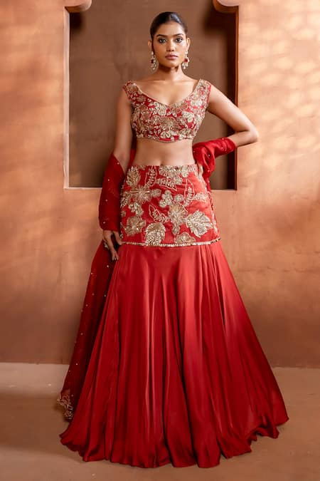 Enamour By Radha Floral Zari Embroidered Mermaid Lehenga Set 