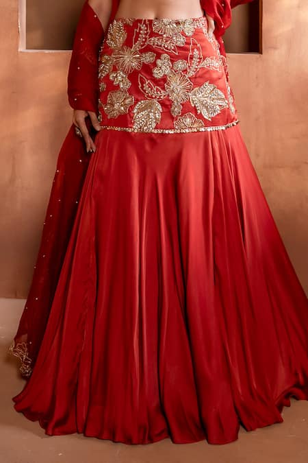 Enamour By Radha Orange Organza, Bamboo, Silk Zari, Floral Embroidered Mermaid Lehenga Set Online at Aza Fashions Enamour By Radha_Orange Organza, Bamboo, Silk Zari, Floral Embroidered Mermaid Lehenga Set _Online_at_Aza_Fashions