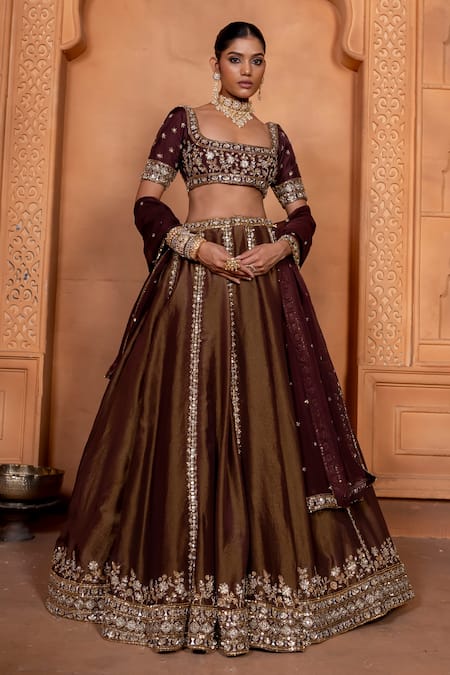 Enamour By Radha Floral Zari Embroidered Kalidar Lehenga Set 