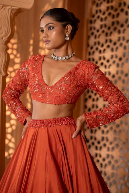 Enamour By Radha Orange Organza, Silk Tassels, Sequins, Beads Zari Embroidered Flared Lehenga Set at Aza Fashions Enamour By Radha_Orange Organza, Silk Tassels, Sequins, Beads Zari Embroidered Flared Lehenga Set _at_Aza_Fashions