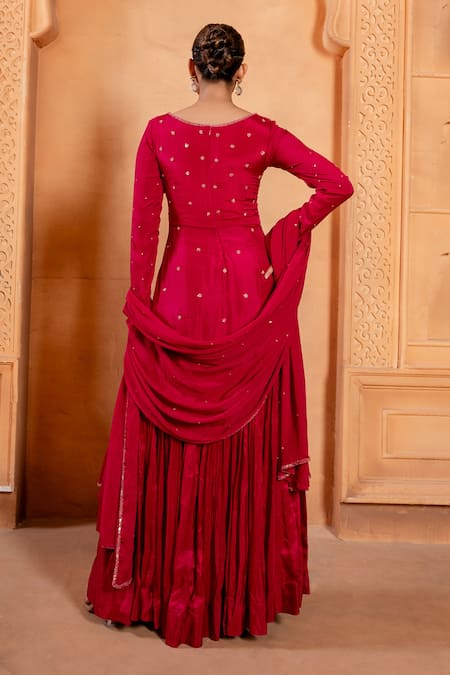 Enamour By Radha Floral Glass Beads Embroidered Anarkali With Dupatta 