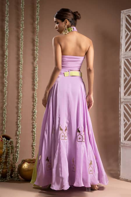 Ahi Clothing Mirror Handwork Two Tone Lehenga With Bustier 