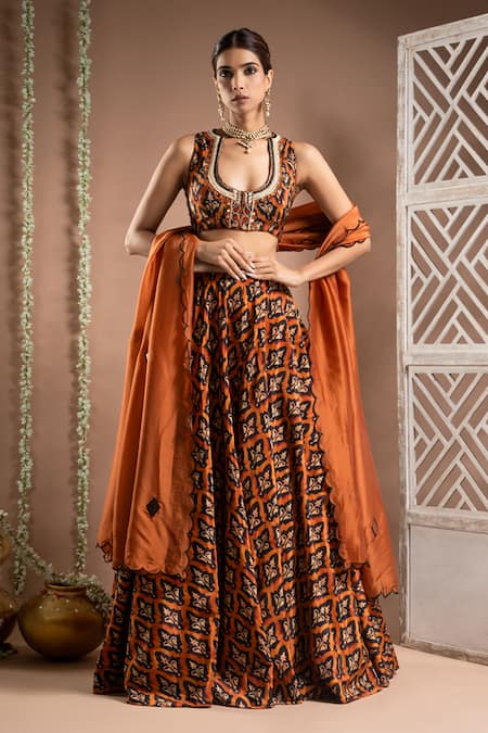 Ahi Clothing Floral Jaal Print Lehenga Set 