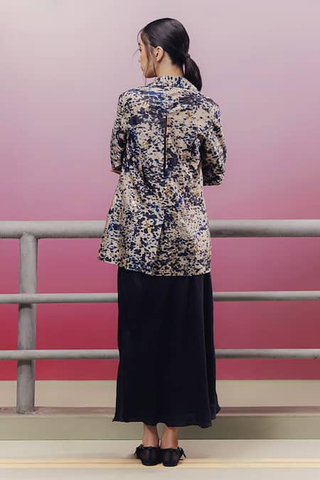 Shop Kavya Singh Kundu Beige Silk Sequins Brenham Metal Embroidered Blazer at Aza Fashions Shop_Kavya Singh Kundu_Beige Silk Sequins Brenham Metal Embroidered Blazer _at_Aza_Fashions