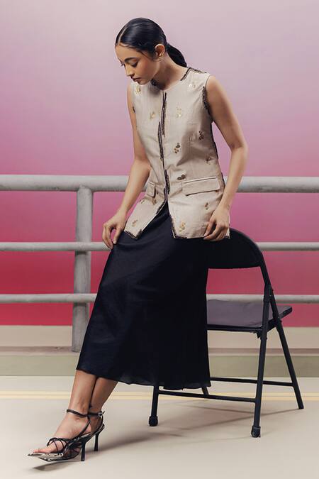 Buy Kavya Singh Kundu Beige Handloom Cotton, Silk Sequins, Beads Glass And Metal Embroidered Blazer Online at Aza Fashions Buy_Kavya Singh Kundu_Beige Handloom Cotton, Silk Sequins, Beads Glass And Metal Embroidered Blazer _Online_at_Aza_Fashions