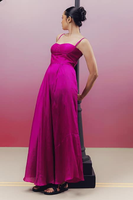 Shop_Kavya Singh Kundu_Pink Silk Beads Sweetheart Neck Payne Work Maxi Dress _Online_at_Aza_Fashions