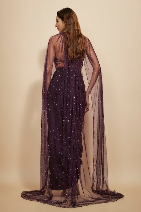 Masumi Mewawalla Floral Embroidered Blouse With Dhoti Skirt 