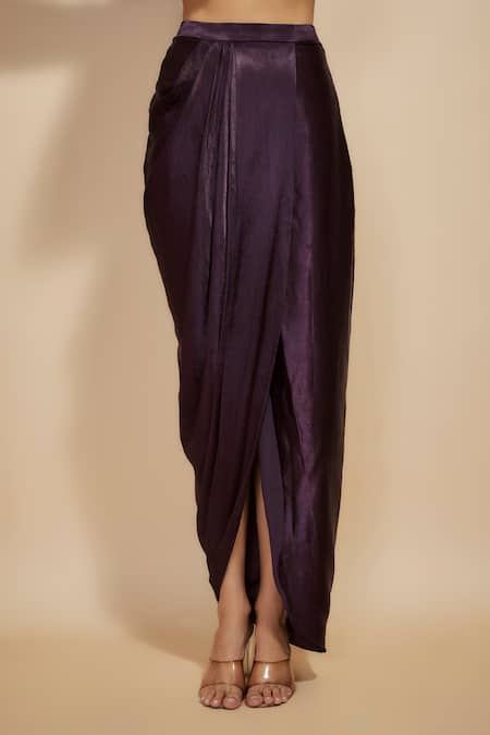 Masumi Mewawalla_Purple Maheshwari, Silk Embroidery, Sequins Floral Blouse With Dhoti Skirt _at_Aza_Fashions