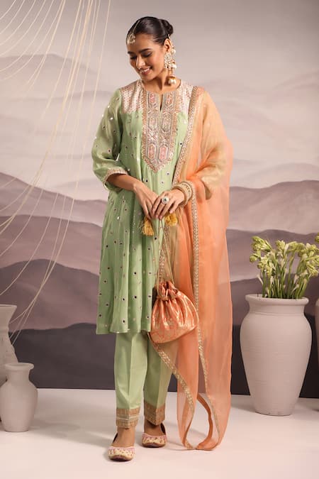 OMI Sana Mirror Embroidered Kurta Pant Set 