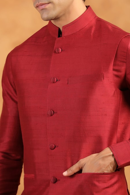 Buy_Raw & Rustic By Niti Bothra_Red Silk Plain Raw Bundi 