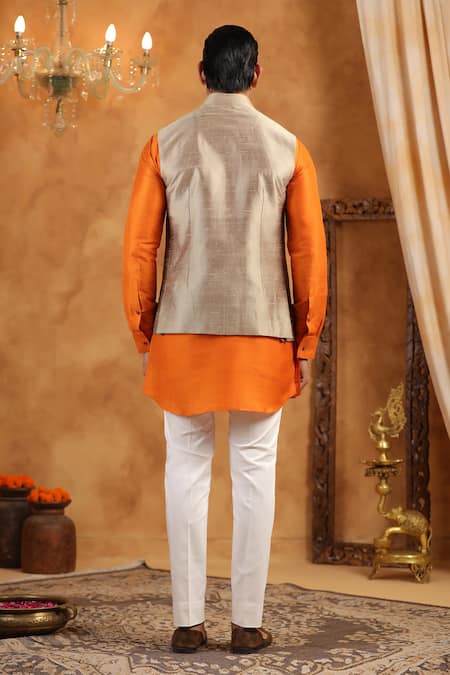 Shop_Raw & Rustic By Niti Bothra_Gold Silk Raw Bundi _at_Aza_Fashions