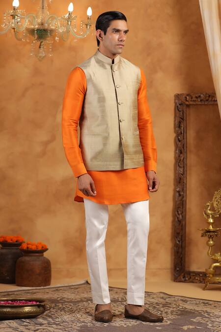 Raw & Rustic By Niti Bothra_Gold Silk Raw Bundi _Online_at_Aza_Fashions