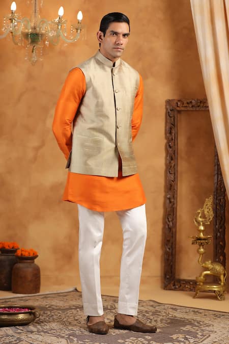 Buy_Raw & Rustic By Niti Bothra_Gold Silk Raw Bundi _Online_at_Aza_Fashions