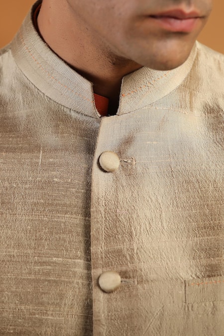 Shop_Raw & Rustic By Niti Bothra_Gold Silk Raw Bundi 