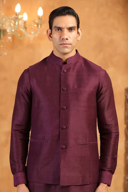 Raw & Rustic By Niti Bothra_Wine Silk Classic Raw Bundi _at_Aza_Fashions