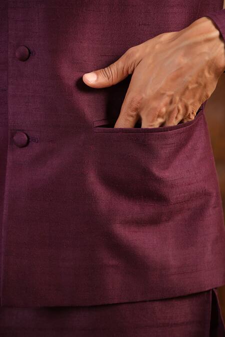 Shop_Raw & Rustic By Niti Bothra_Wine Silk Classic Raw Bundi 