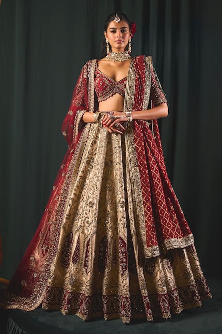 Roqa Arous Botanical Embroidered Bridal Lehenga Set 