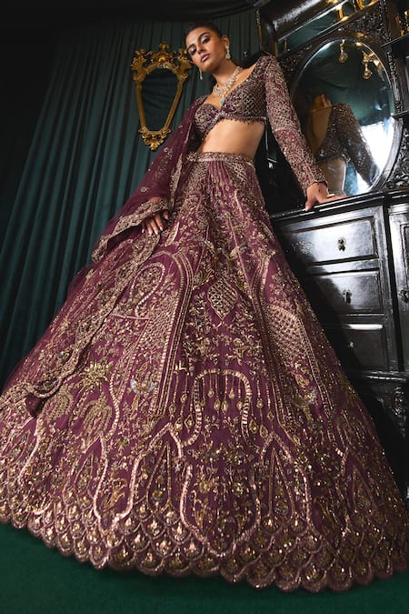 Roqa Mahruq Moti Embroidered Bridal Lehenga Set 