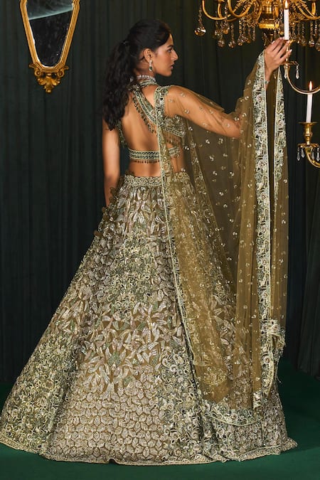 Roqa Ruhaab Floral Embroidered Bridal Lehenga Set 