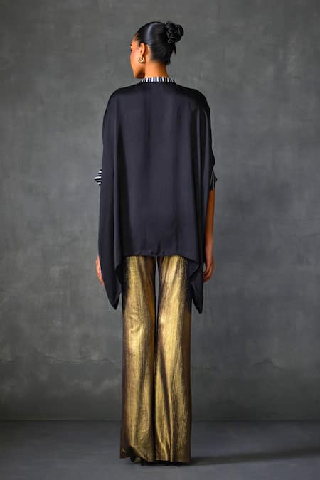 Shop Namrata Joshipura Blue Silk Embroidery, Sequins, Applique Round Neck Blossom Handkerchief Tunic at Aza Fashions Shop_Namrata Joshipura_Blue Silk Embroidery, Sequins, Applique Round Neck Blossom Handkerchief Tunic _at_Aza_Fashions