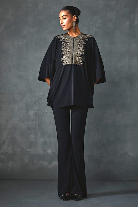Shop Namrata Joshipura Black Georgette Sequins, Beads Round Neck Lattice Cluster Tunic at Aza Fashions Shop_Namrata Joshipura_Black Georgette Sequins, Beads Round Neck Lattice Cluster Tunic _at_Aza_Fashions