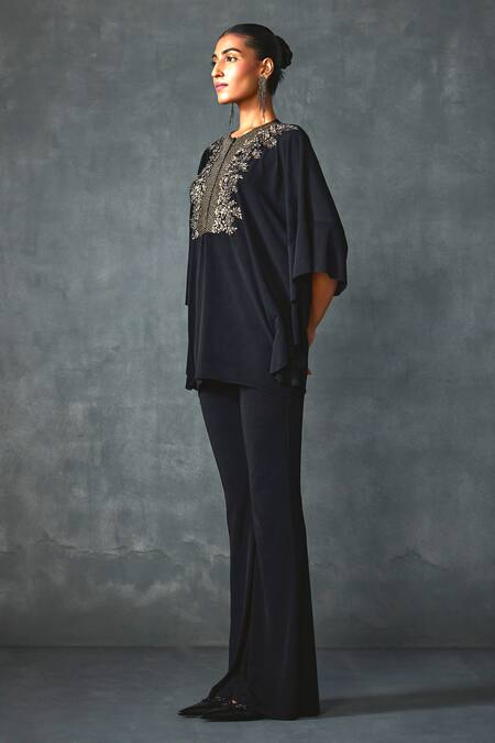 Shop Namrata Joshipura Black Georgette Sequins, Beads Round Neck Lattice Cluster Tunic Online at Aza Fashions Shop_Namrata Joshipura_Black Georgette Sequins, Beads Round Neck Lattice Cluster Tunic _Online_at_Aza_Fashions