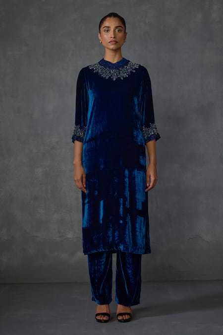 Namrata Joshipura Velvet Jewel Embellished Kurta With Pant 