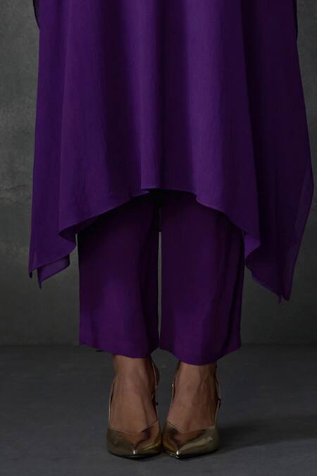 Namrata Joshipura Purple Georgette Sequins, Beads Round Neck Peizuli Embellished Kaftan With Pant Online at Aza Fashions Namrata Joshipura_Purple Georgette Sequins, Beads Round Neck Peizuli Embellished Kaftan With Pant _Online_at_Aza_Fashions