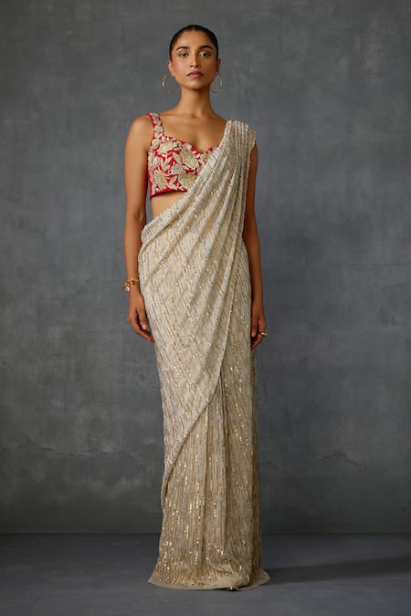 Namrata Joshipura Autumn Bloom Godet Pre-Draped Saree With Blouse 