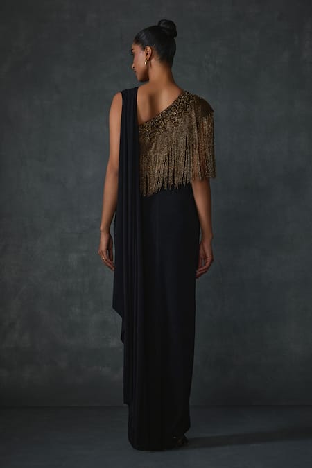 Namrata Joshipura Akari Fringe Pre-Draped Saree With Blouse 