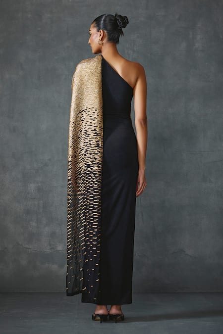 Namrata Joshipura Bark One Hand Embellished Attached Draped Gown 