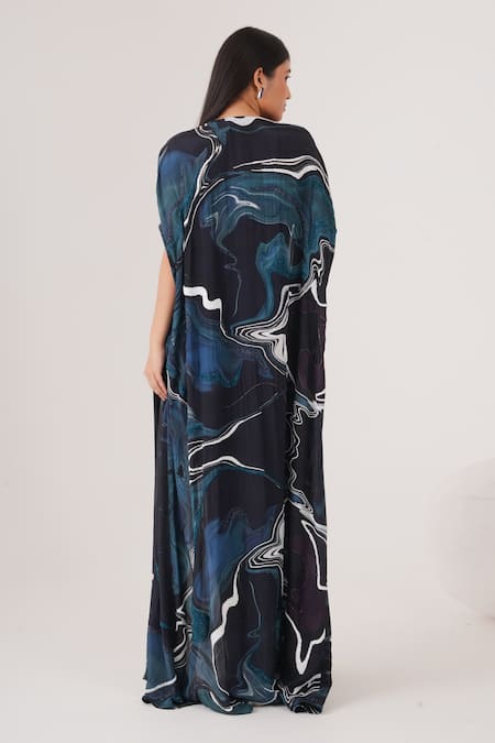 Label Shristi Chetani Wave Abstract Pattern Cape Draped Skirt Set 