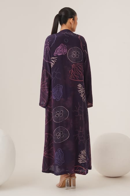 Label Shristi Chetani Marine Pattern Overlay Jacket With Pleated Dress 