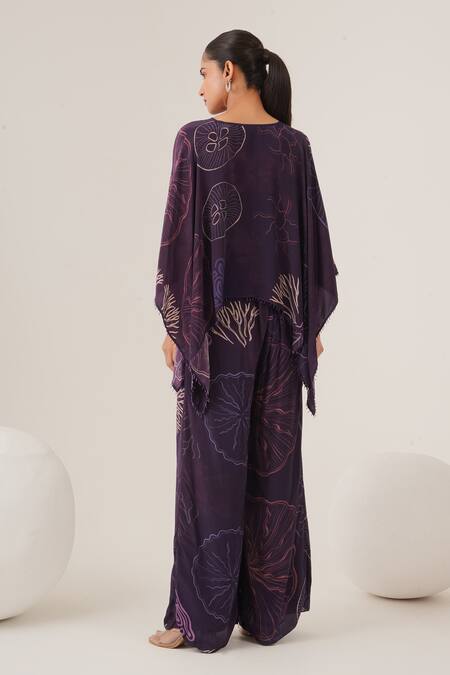 Label Shristi Chetani Abstract Print Asymmetric Top With Pant 