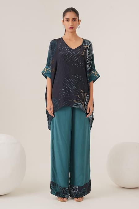 Label Shristi Chetani Abstract Print High Low Top With Pant 