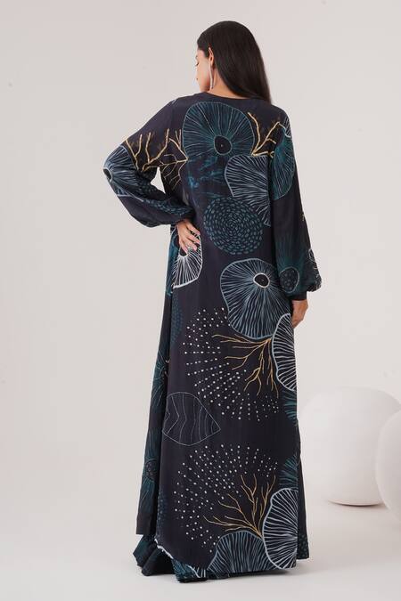 Label Shristi Chetani Abstract Print Cape & Kalidar Pant Set 