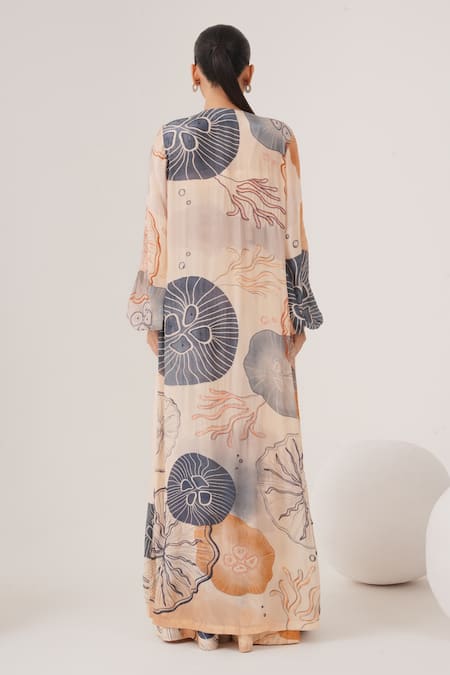 Label Shristi Chetani Abstract Print Cape & Pant Set 
