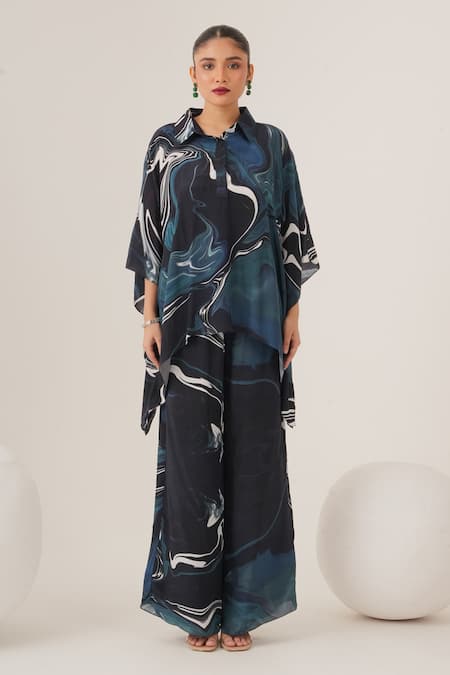 LABEL SHRISTI CHETANI Abstract Swirl Print Top With Pant 